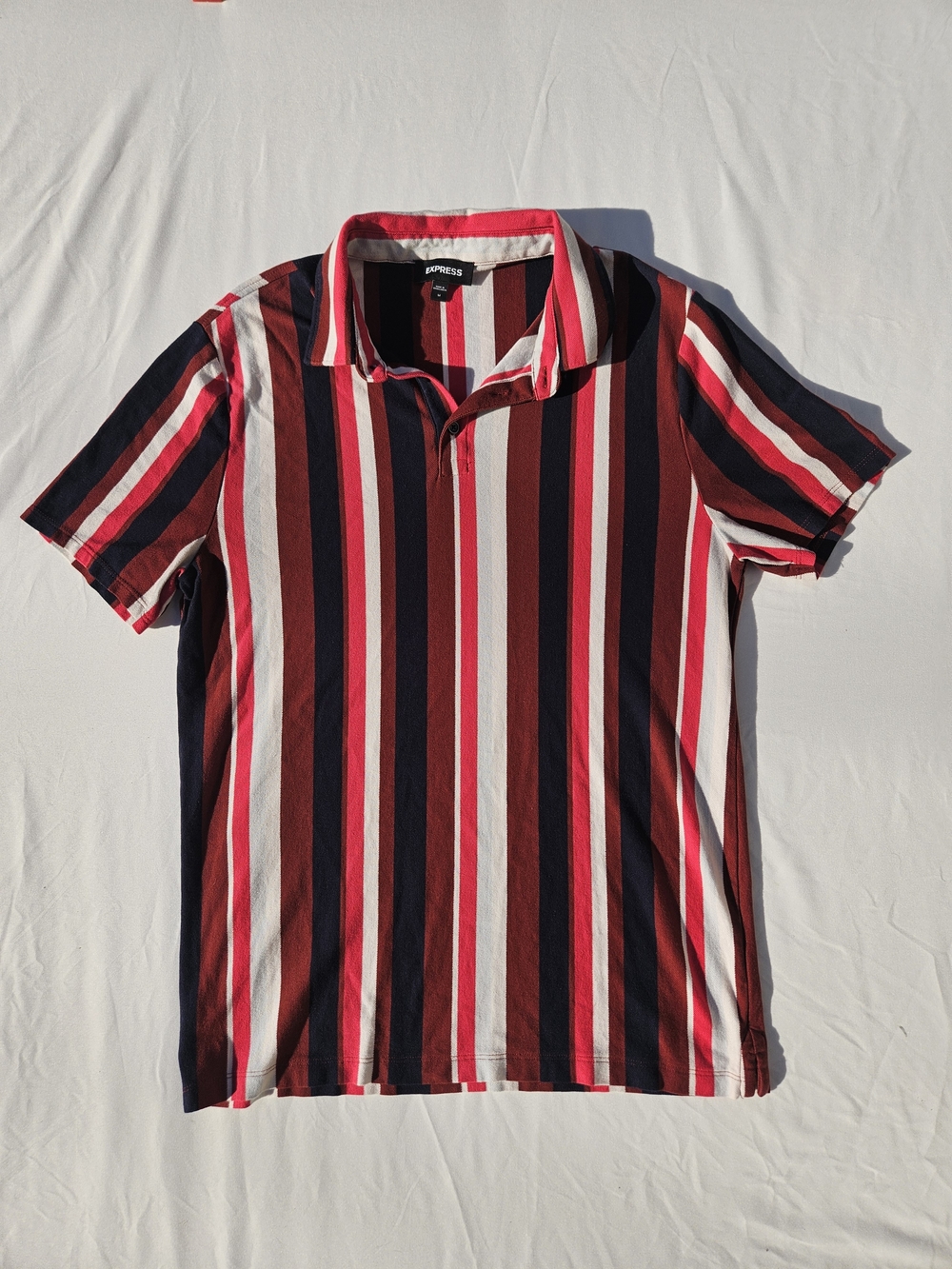 Express Men’s Stripe Knit Polo Shirt Size M
